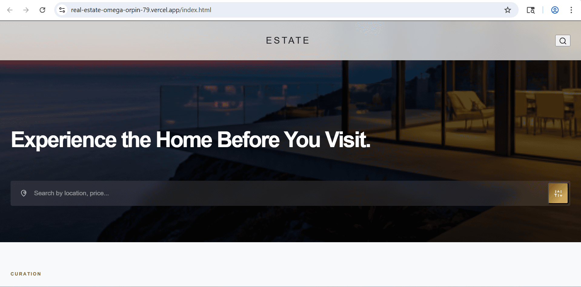 Real estate website desktop preview