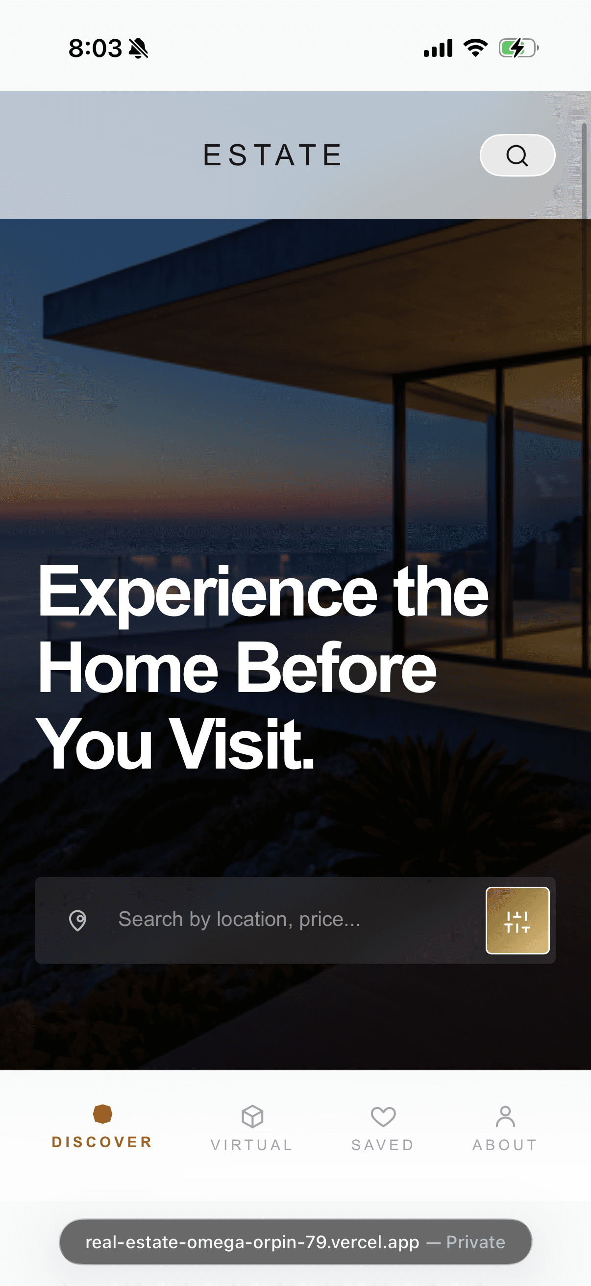 Real estate website mobile preview
